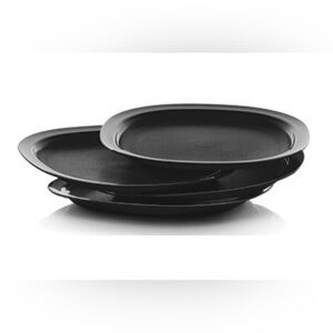 Tupperware luncheon plate set 4 black